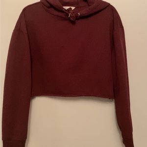 Burgundy Cropped Hoodie